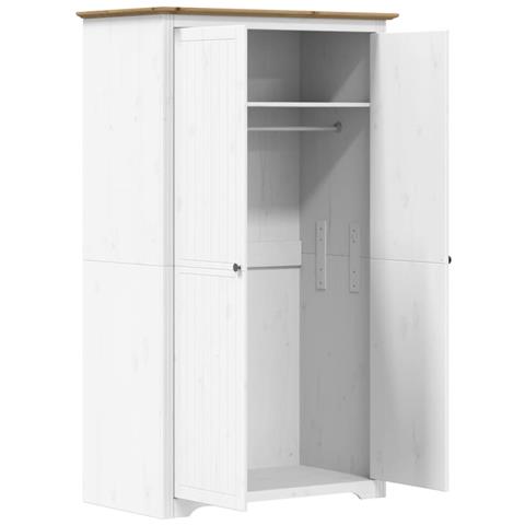 Armadio BODO 99x53,5x173 cm Legno Massello Pino Bianco Marrone - Foto 2