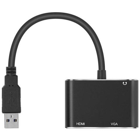 Hub Adattatore Da Usb A Hdmi Vga Femmina Entrata Jack 3,5 Mm Full Hd 1080p Nero - Foto 5