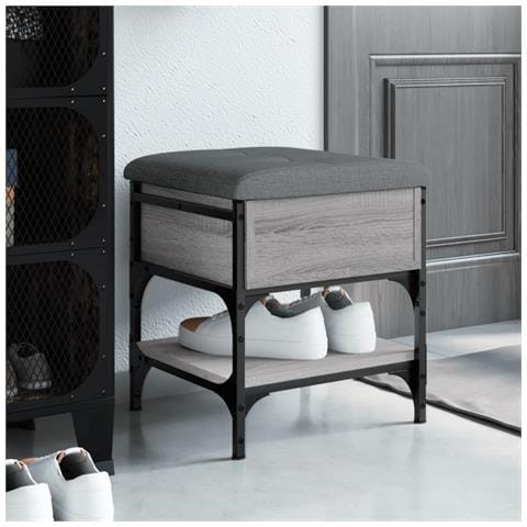 Panca Porta Scarpe Grigio Sonoma 42x42x45 Cm Legno Multistrato - Foto 1