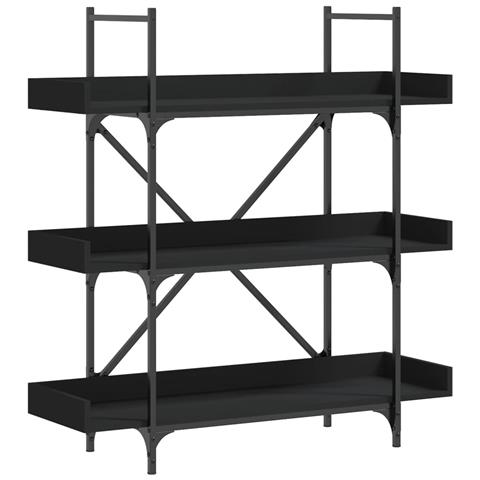 Libreria A 3 Ripiani Nera 100x33x108,5 Cm In Legno Multistrato - Foto 2