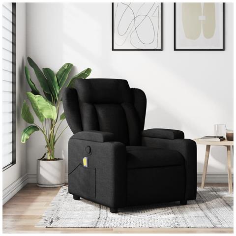 Poltrona Massaggiante Reclinabile Nera In Tessuto - Foto 1