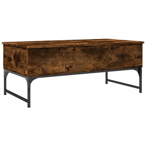 Tavolino Salotto Rovere Fumo 100x50x40cm Multistrato E Metallo - Foto 2