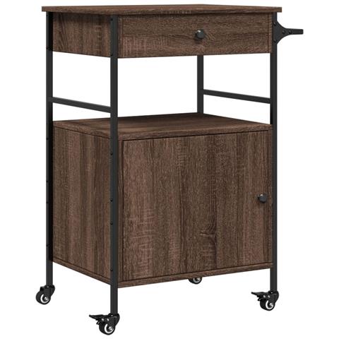 Carrello Cucina Rovere Marrone 56x43x89,5 Cm Legno Multistrato - Foto 2