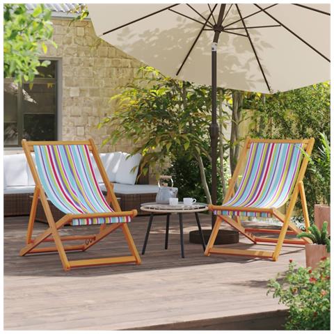 Sedie Da Spiaggia Pieghevoli 2 Pz In Tessuto Multicolore - Foto 1