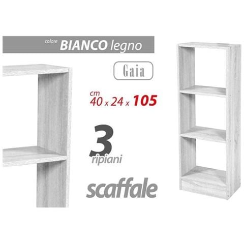 Trade Shop - Libreria 3 Ripiani Scaffale 105x40x24cm Mensole In Legno Bianco Moderno 768934 - Foto 1
