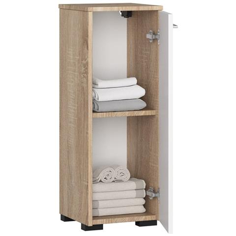 Mobile da Bagno FIN, 1 anta, 30x30x82 cm, Colore Sonoma Quercia e Bianco - Foto 2