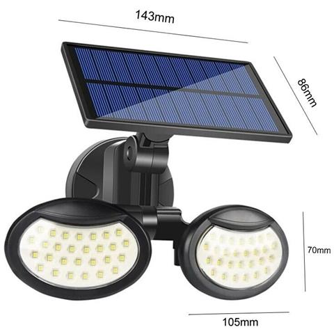 Faro Pannello Solare Ricaricabile Faretto 56 Led Sensore Rileva Movimento - Foto 4