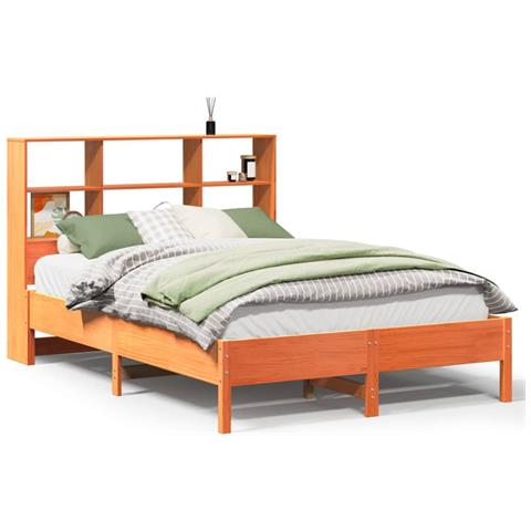 Letto Libreria Senza Materasso Marrone Cera 120x190 Cm In Pino - Foto 2