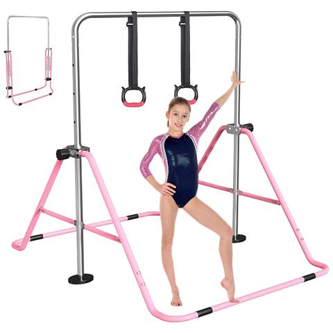 Barra Per Ginnastica E Danza Per Bambini Pieghevole Sbarra Fitness Acciaio Rosa - Foto 1