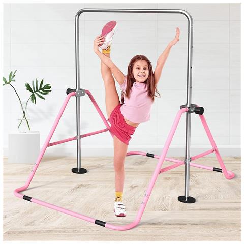 Barra Per Ginnastica E Danza Per Bambini Pieghevole Sbarra Fitness Acciaio Rosa - Foto 5