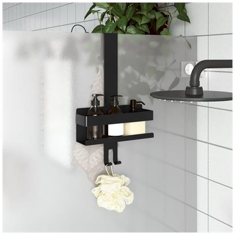 Mensola Doccia Pensile Nero Opaco Acciaio Inox 304 Spazzolato - Foto 1