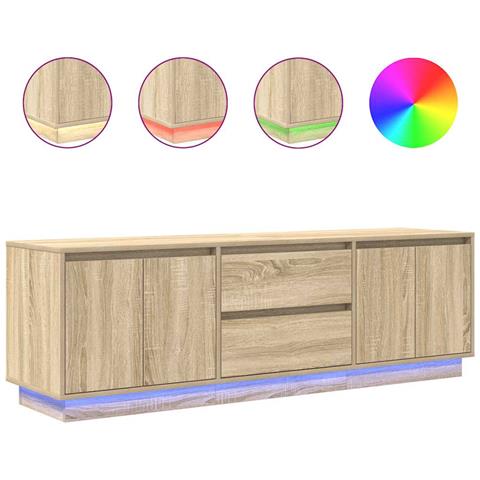 Mobile Porta TV con Luci LED Rovere Sonoma 160,5x41x50 cm - Foto 1