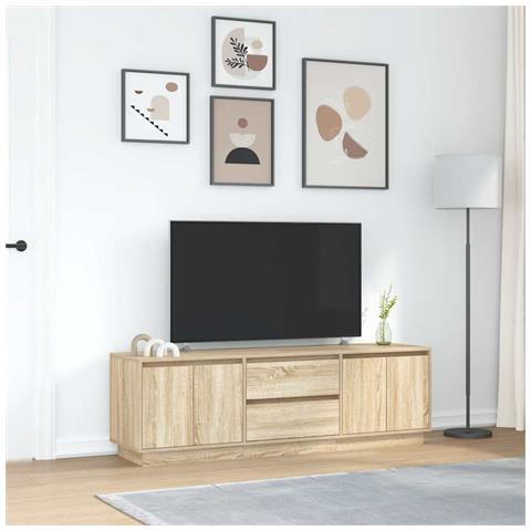 Mobile Porta TV con Luci LED Rovere Sonoma 160,5x41x50 cm - Foto 10