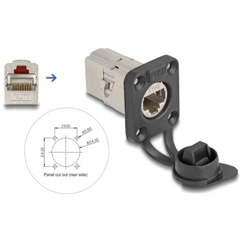 Connettore integrato RJ45 Tipo-D Cat. 6A STP con cappuccio di protezione IP66 antipolvere e impermeabile - Foto 2