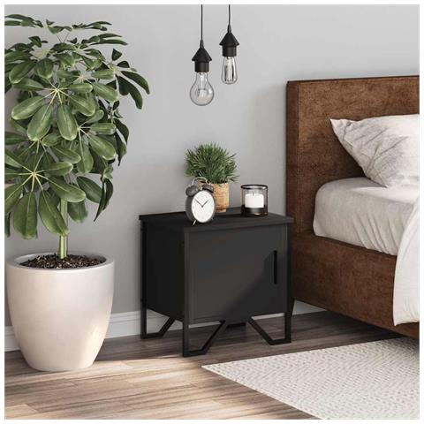 Comodino Nero 40x30x40 Cm In Legno Multistrato - Foto 3