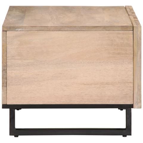 Tavolino Da Salotto Bianco 80x51x40 Cm Legno Massello Di Mango - Foto 3