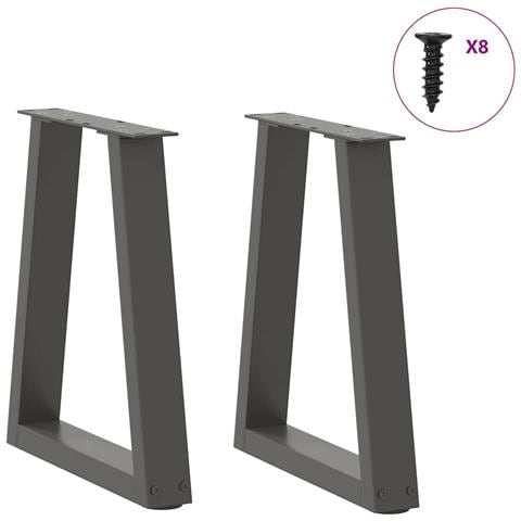 Gambe Tavolo Pranzo A V 2 Pz Antracite 28x(42-43,3)cm Acciaio - Foto 3