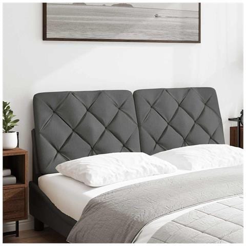 Cuscino Testiera Grigio Scuro 140 Cm In Tessuto - Foto 2