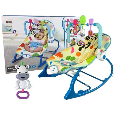 Schommelstoel 2in1 Blauw Zebra Geluiden Trillingen - Foto 1