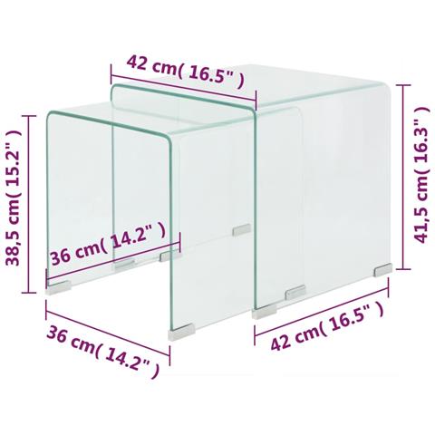 Set Da Tavolo Ad Incastro A 2 Pz In Vetro Temprato Trasparente - Foto 6