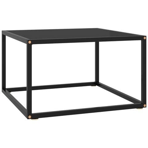 Tavolino Da Salotto Nero Con Vetro Nero 60x60x35 Cm - Foto 2