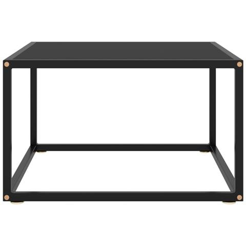 Tavolino Da Salotto Nero Con Vetro Nero 60x60x35 Cm - Foto 1