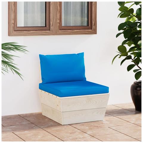 Divano Centrale Da Giardino Su Pallet E Cuscini Legno Di Abete - Foto 7