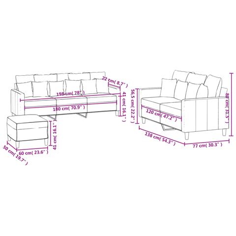 Set di Divani 3 pz con Cuscini Rosso Vino in Velluto - Foto 9