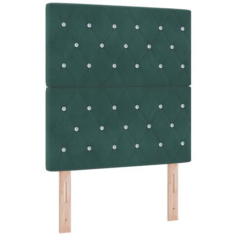 Testiera con bottoni di cristallo trapuntata verde scuro 80 cm in velluto, Testiera con bottoni di cristallo trapuntata verde scuro 160 cm in velluto - Foto 1