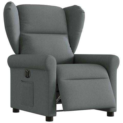 Poltrona Elettrica Reclinabile Grigio Scuro in Tessuto - Foto 1