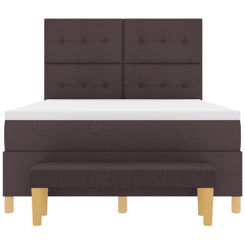 Letto a Flottante con Materasso e Panchina Marrone Scuro 140x190 cm Tessuto - Foto 9