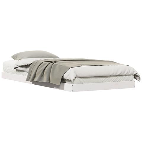 Struttura letto a pavimento Bianco 100 x 220 cm Pino massello - Foto 1