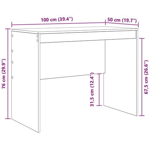 Scrivania Rovere Affumicato Truciolare 100 x 50 x 76 cm - Foto 8