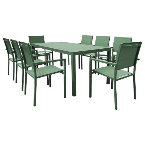 Set Di Mobili Da Giardino Bari In Textilene Verde Salvia, 8 Posti - Alluminio Verde Salvia - Foto 1