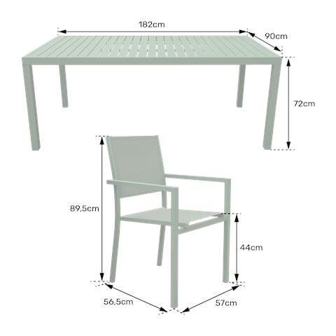 Set Di Mobili Da Giardino Bari In Textilene Verde Salvia, 8 Posti - Alluminio Verde Salvia - Foto 2