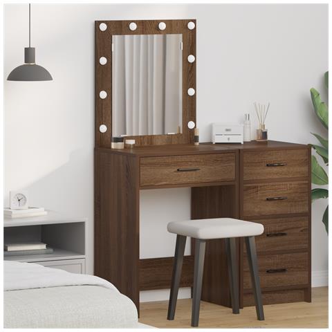 Tavolo da toeletta con luci LED Rovere marrone 50x41x135 cm - Foto 2