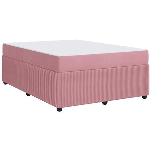 Struttura letto con materasso Rosa 140 x 200 cm Velluto - Foto 1