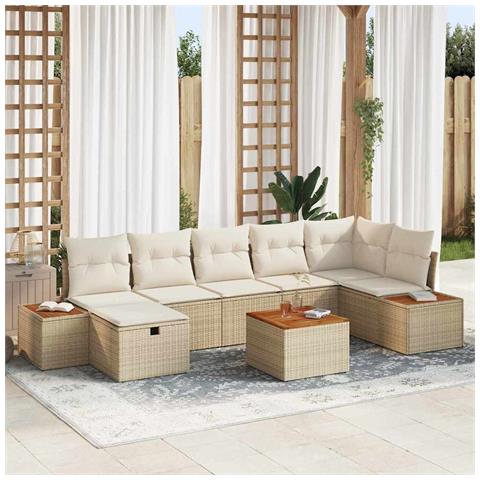 Set Divano da Giardino 8 pcs Beige 55 x 62 x 69 cm Poly Rattan - Foto 2