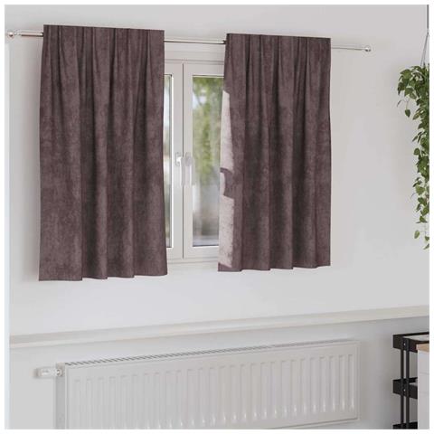 Tenda con tende 2 pcs Marrone 140 x 140 cm Velluto - Foto 2