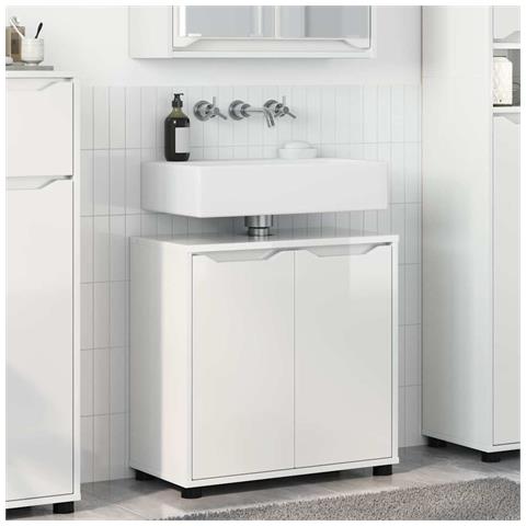 Mobile per lavabo da bagno Bianco Lucido 60 x 30 x 60 cm - Foto 2
