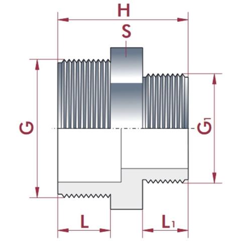 Raccordo Pvc Ridotto Doppio Nipplo Pvc-u Ag 1 1/2 X 3/4 - Foto 2