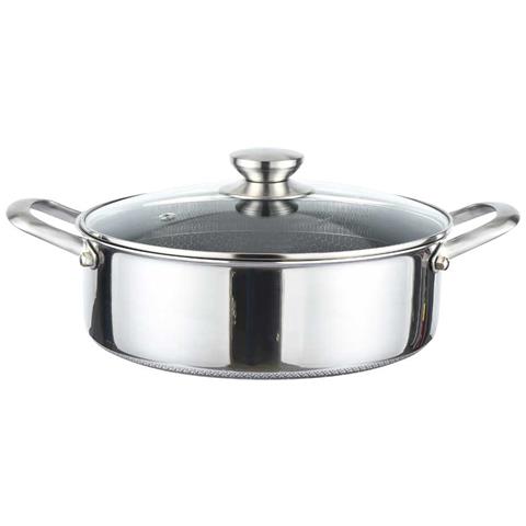 Padella 32 Cm Con Rivestimento A Nido D'ape, Coperchio E Manici In Acciaio Inossidabile, Argento - Foto 1