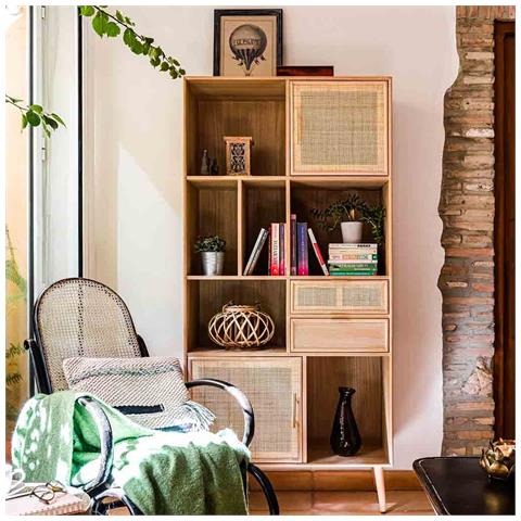 Scaffale In Legno E Rete Marrone 90x37x189h - Foto 2