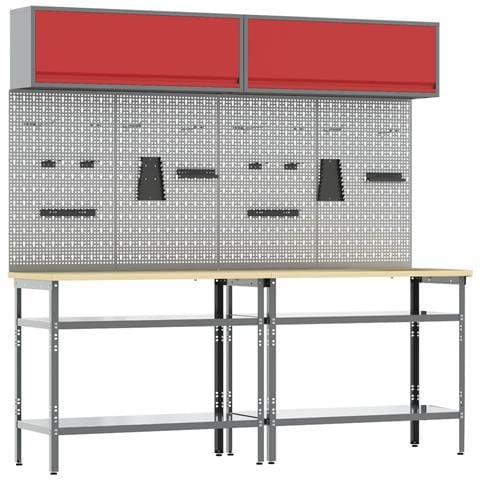 Set banco da lavoro con lo scaffale 8 pcs Rosso e Grigio - Foto 1