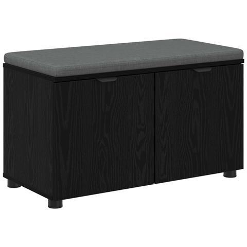 Panca per ingresso con cuscino Rovere Nero 80 x 38 x 46 cm - Foto 1
