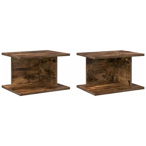 Comodino 2 pcs Rovere fumé 40 x 30 x 25 cm Legno multistrato - Foto 1