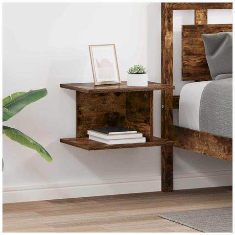 Comodino 2 pcs Rovere fumé 40 x 30 x 25 cm Legno multistrato - Foto 2