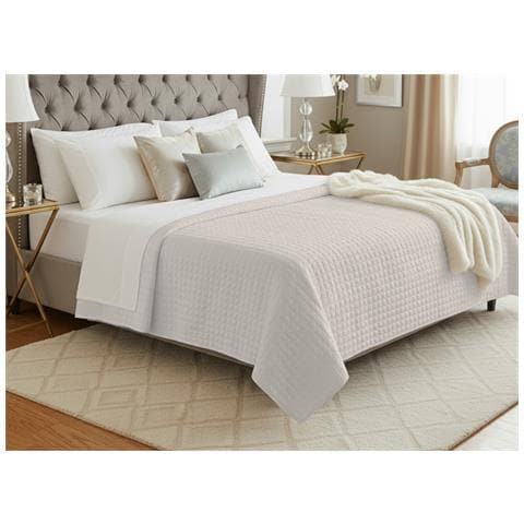 Quilt Trapuntino Piumino Estivo 100gr Mq Raso Cotone Tinta Unita Matrimoniale Matrimoniale Avorio - Foto 1