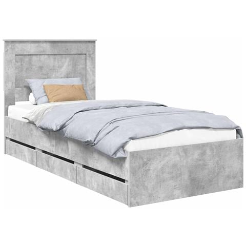 Struttura del letto con cassetto Grigio cemento 90 x 190 cm - Foto 1