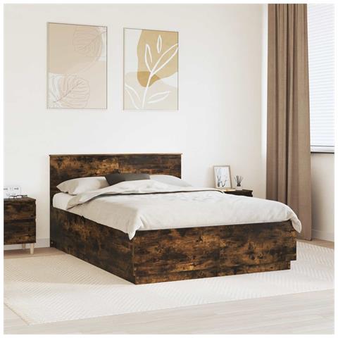 Struttura del letto Rovere fumé 150 x 200 cm Legno multistrato - Foto 2